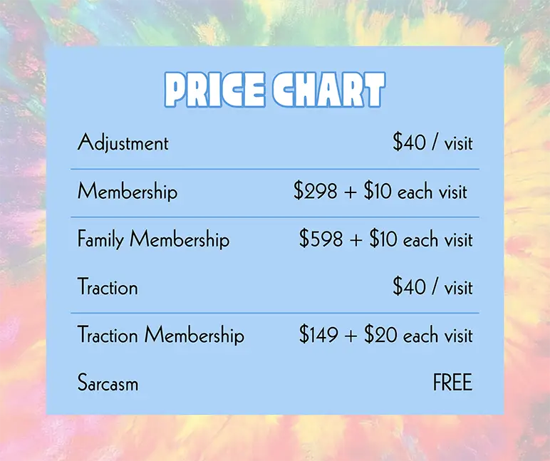 Chiropractic Cocoa Beach FL Price Chart 2025